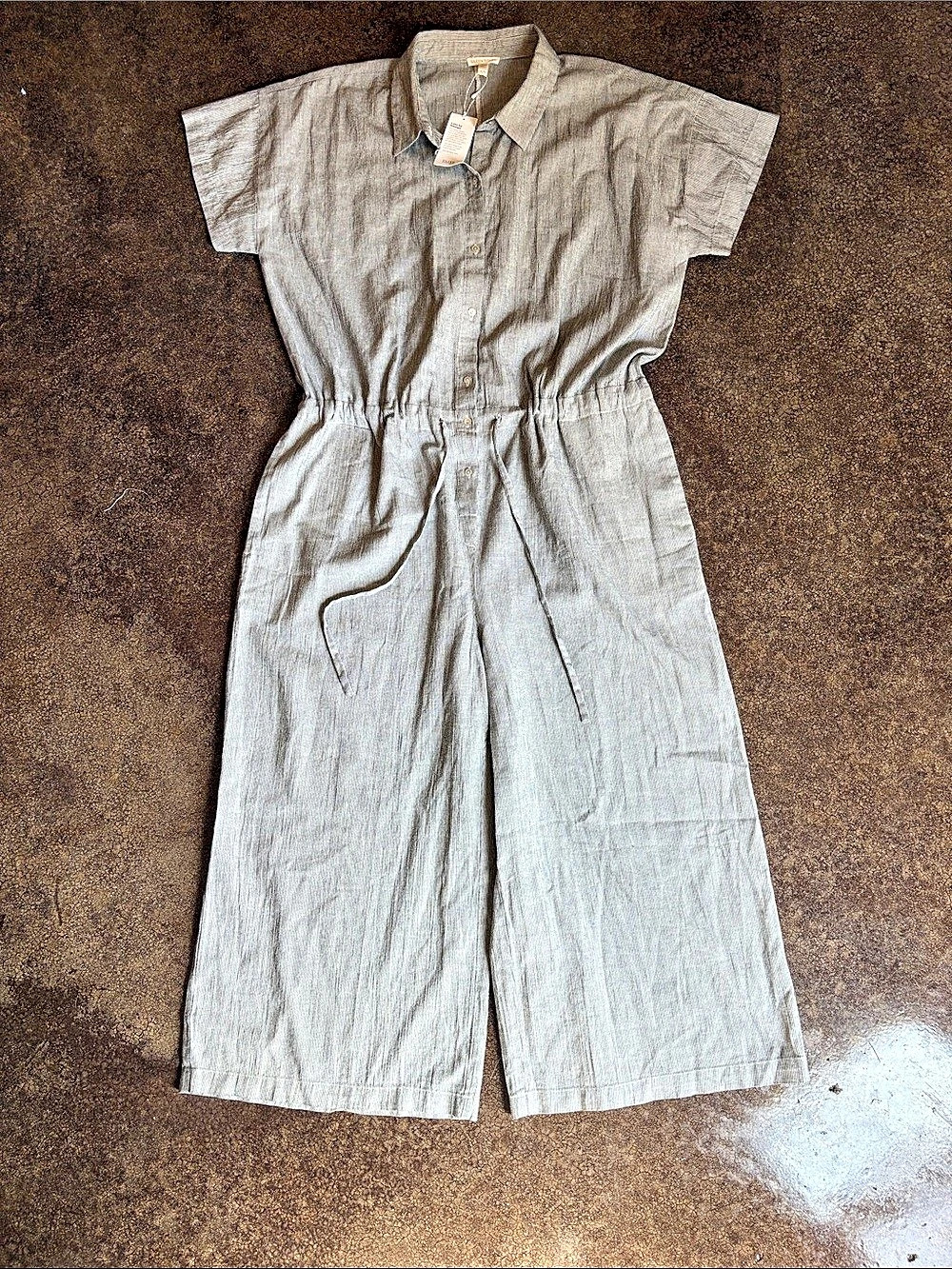 Eileen Fisher Less by Design jumpsuit Striped Wide-Leg Jumpsuit in Gray Size